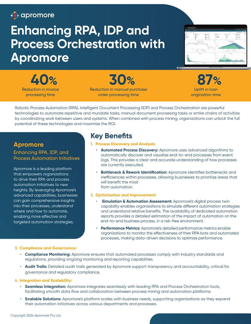Enhancing RPA, IDP and Process Orchestration with Apromore
