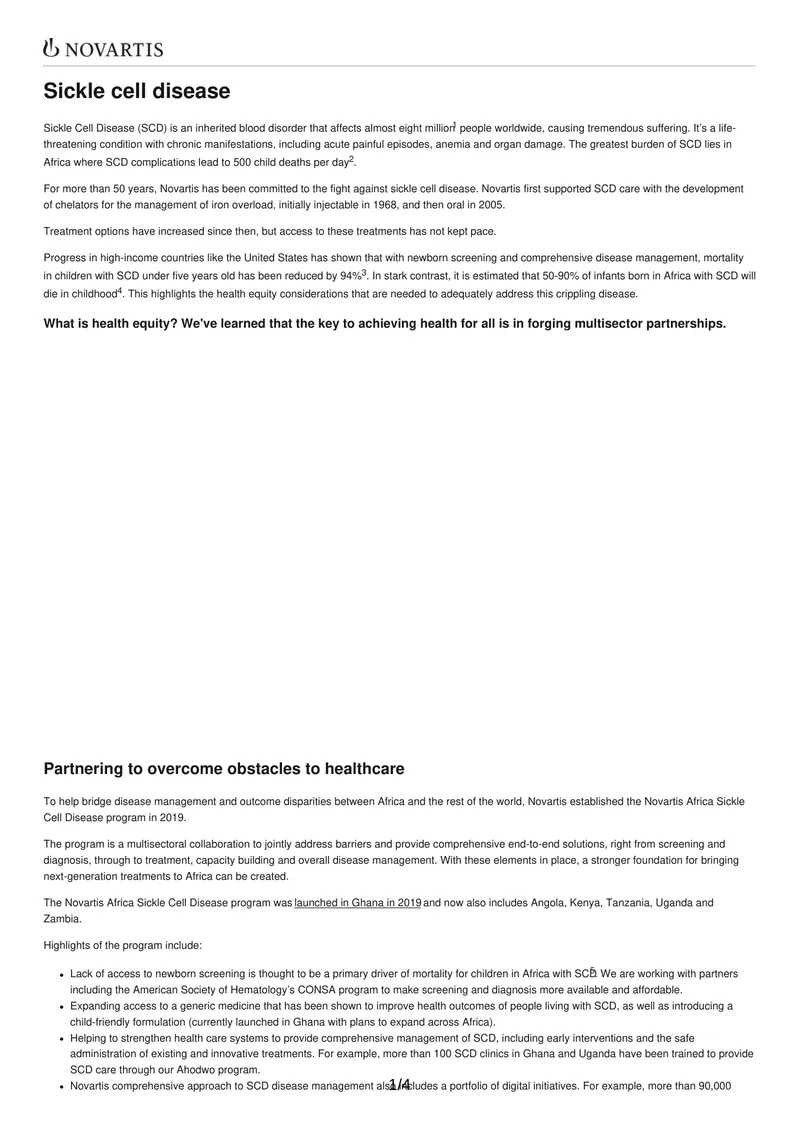 Sickle Cell Disease Management and Treatment Initiatives