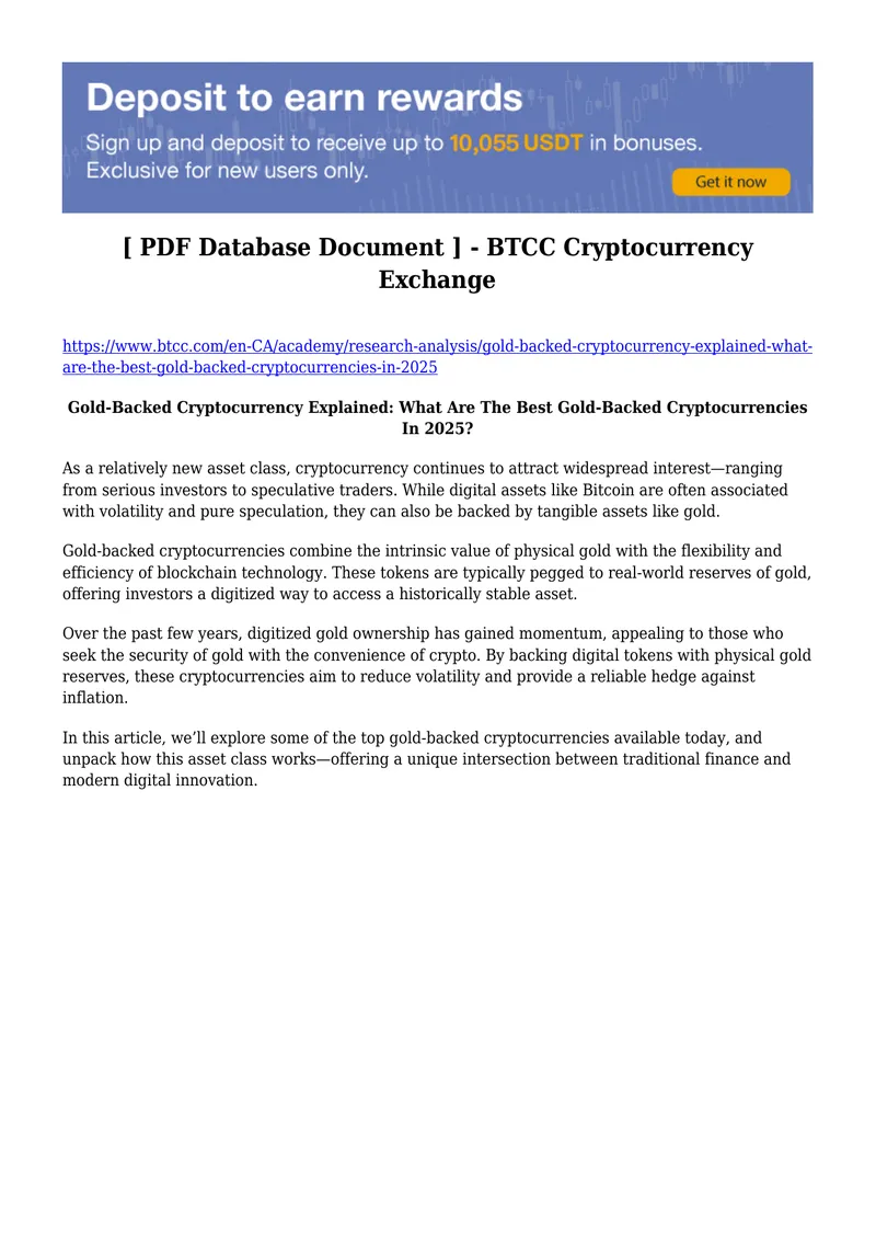 Gold-Backed Cryptocurrency Overview and Analysis