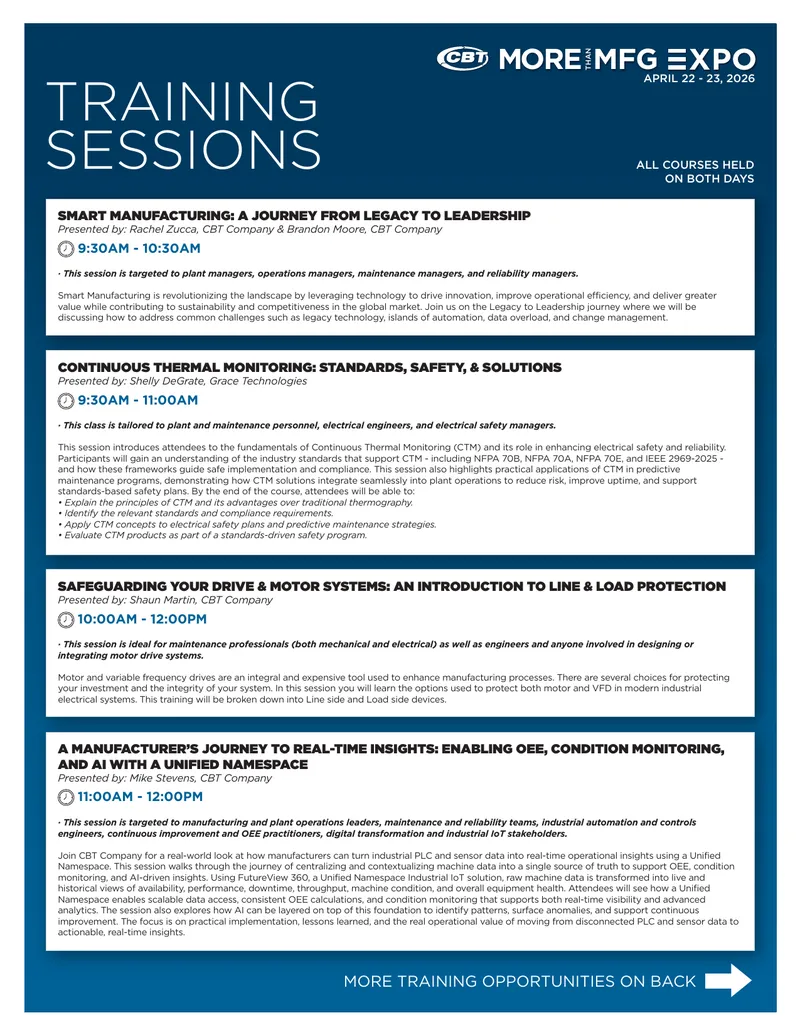 Smart Manufacturing and Continuous Thermal Monitoring Training Sessions