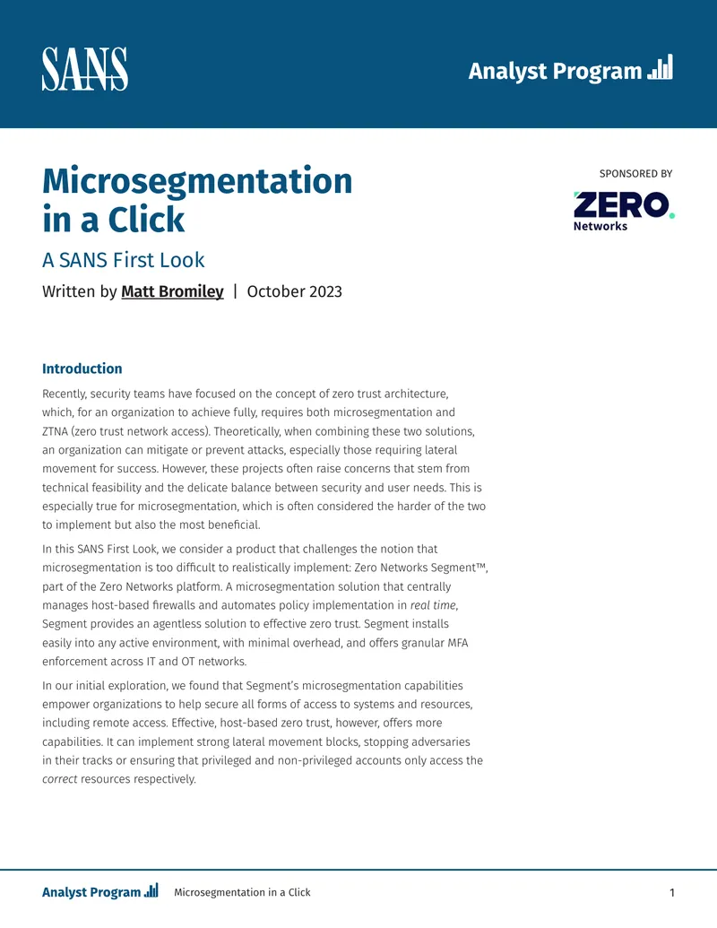 Microsegmentation Implementation with Zero Networks Segment