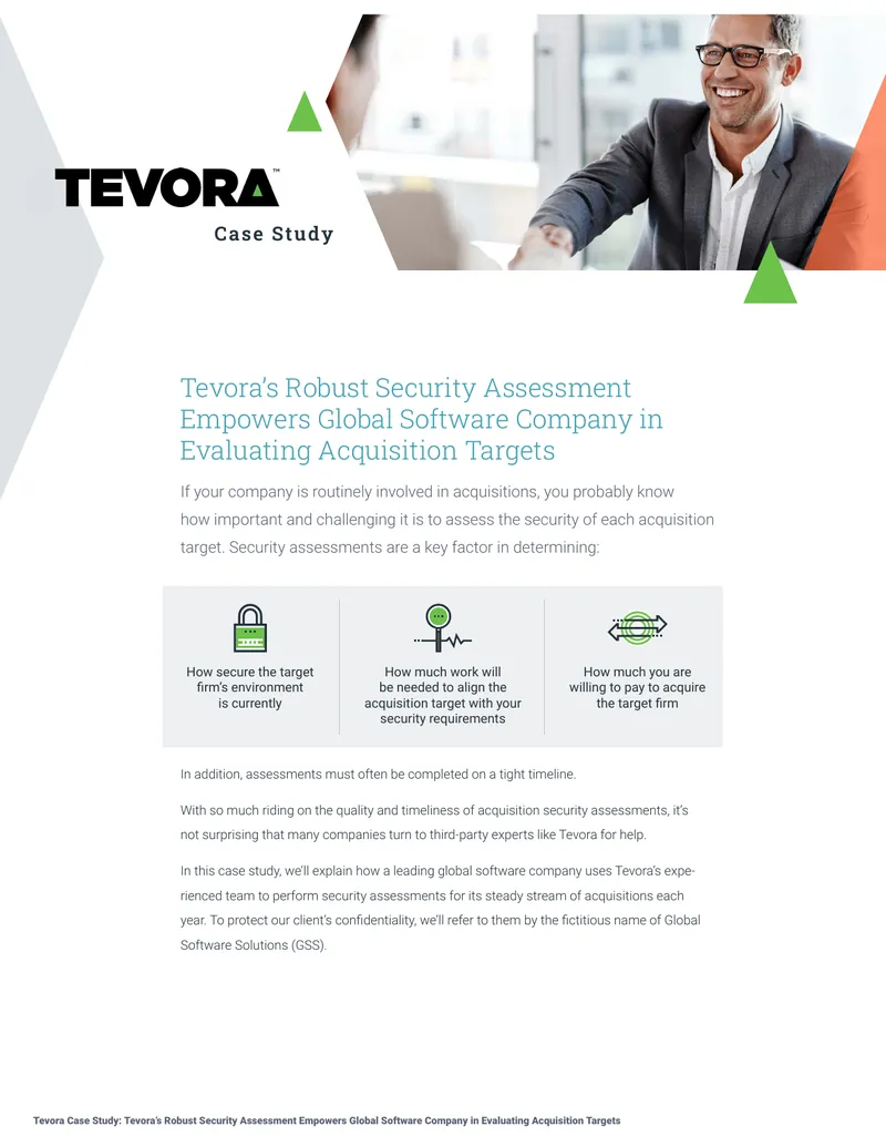 Tevora Security Assessment Case Study for Acquisitions