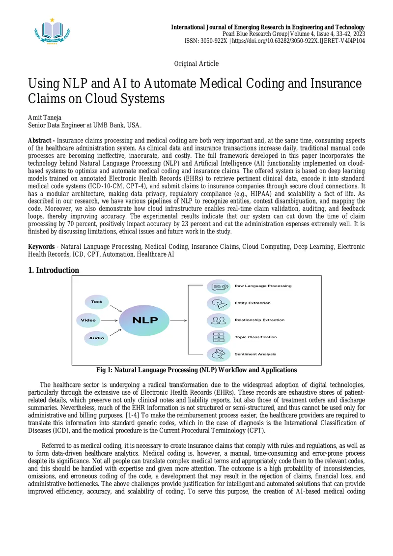 Using NLP and AI to Automate Medical Coding and Insurance Claims
