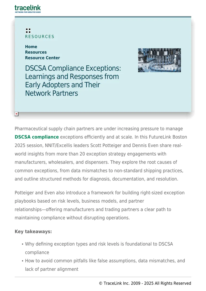 DSCSA Compliance Exceptions Management Framework