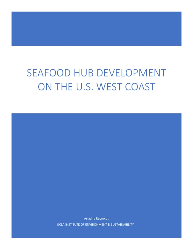 Seafood Hub Development on the U.S. West Coast