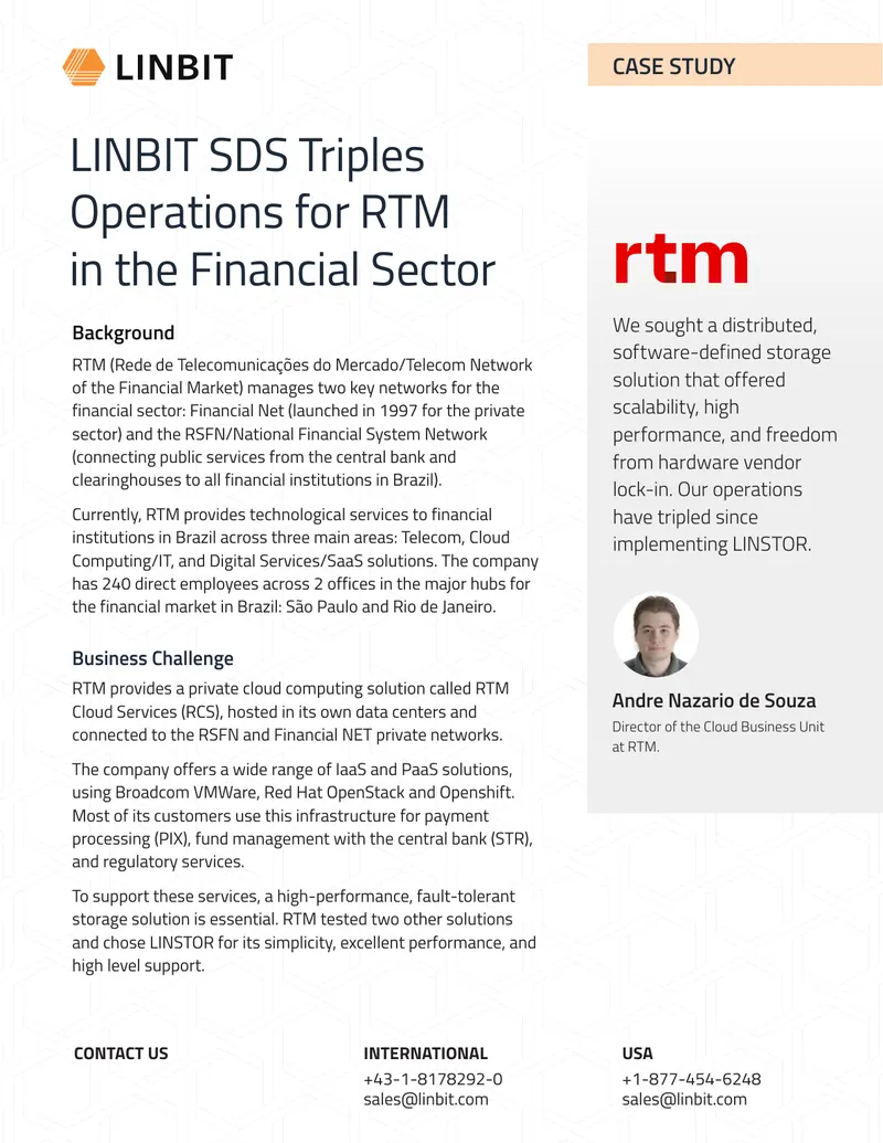 LINBIT SDS Implementation Case Study for RTM