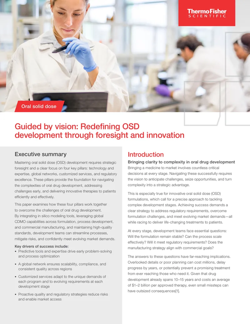 Strategic Foresight in Oral Solid Dose Development