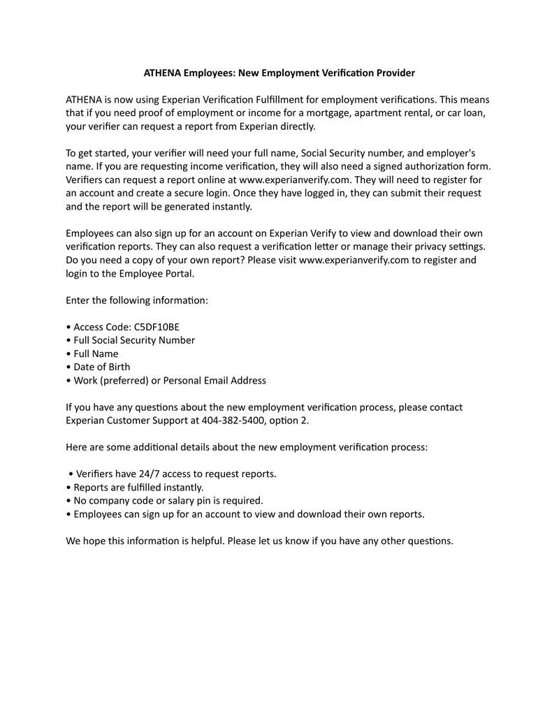 Employment Verification Process with Experian