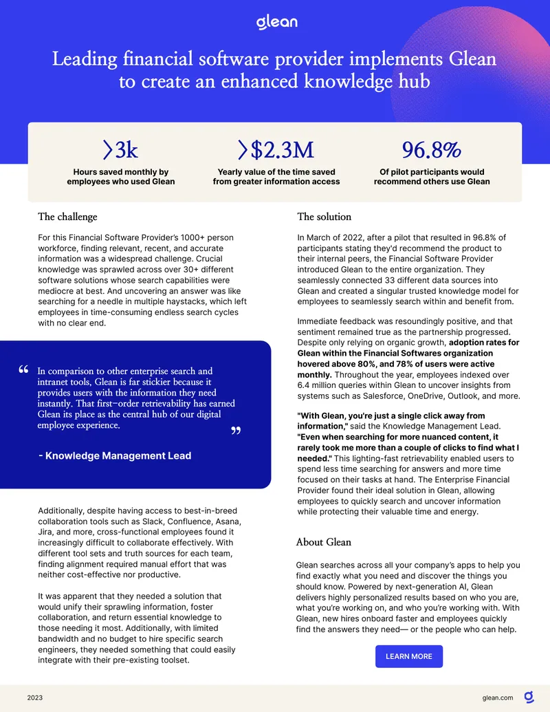 Implementation of Glean for Knowledge Management
