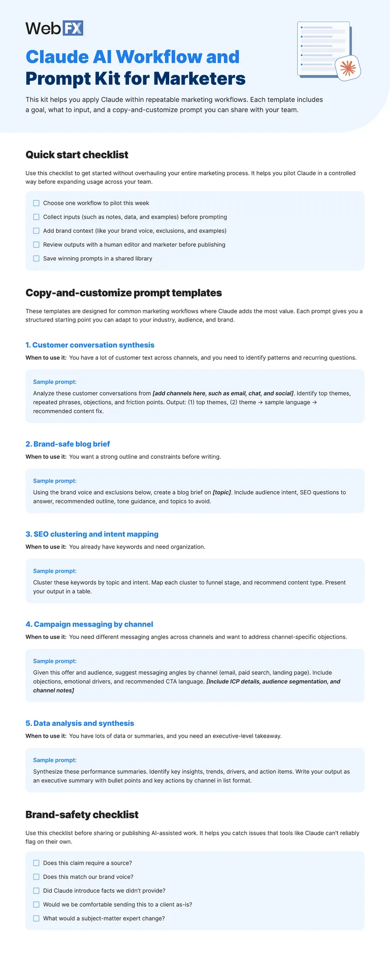 Claude AI Workflow and Prompt Kit for Marketers