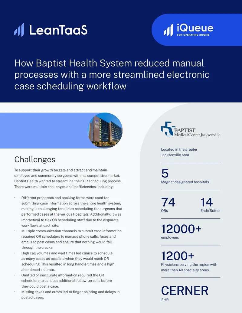 Baptist Health System Electronic Case Scheduling Workflow
