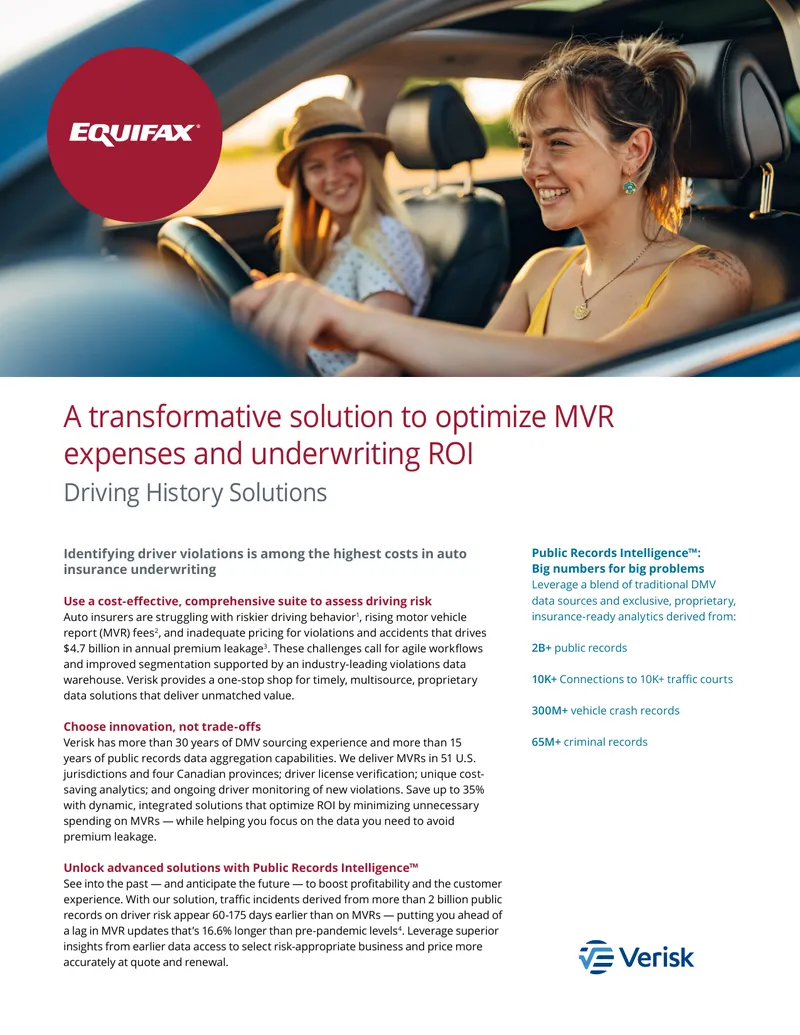 Driving History Solutions for Auto Insurance Underwriting