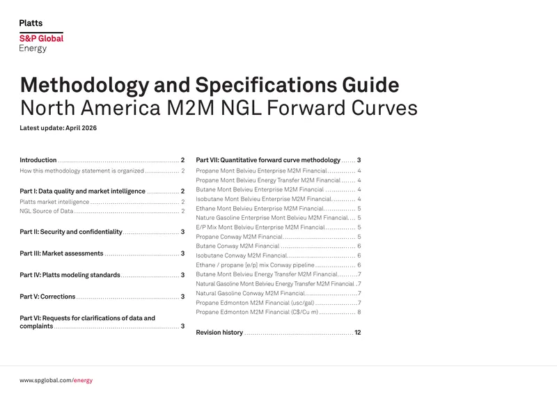 Methodology and Specifications Guide for NGL Forward Curves