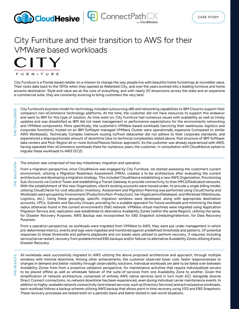 City Furniture AWS Migration Case Study
