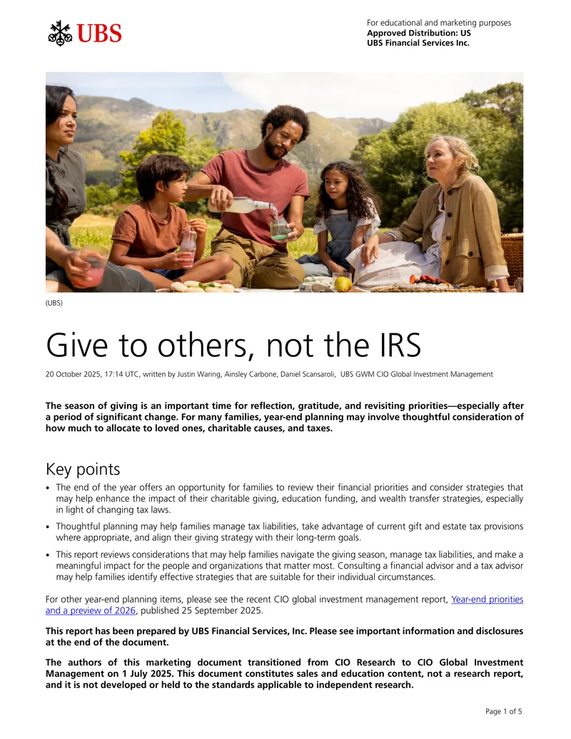 Strategies for Charitable Giving and Tax Management