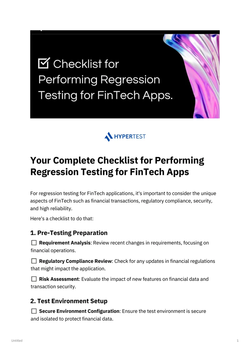 Checklist for Regression Testing in FinTech Applications