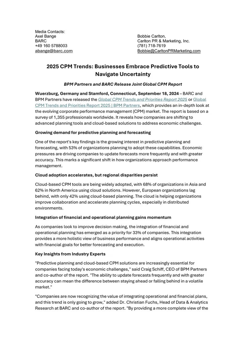 Global CPM Trends and Priorities Report 2025