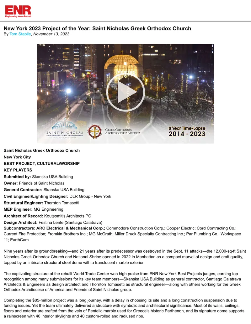 Saint Nicholas Greek Orthodox Church Project Overview