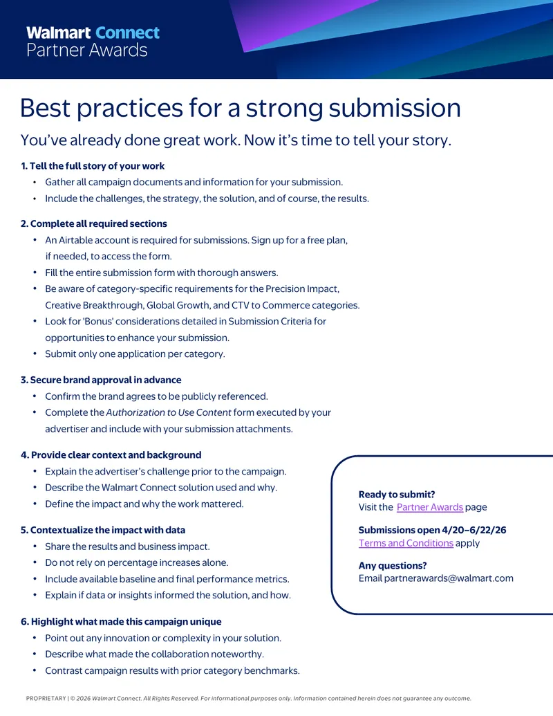 Best Practices for Submission to Partner Awards