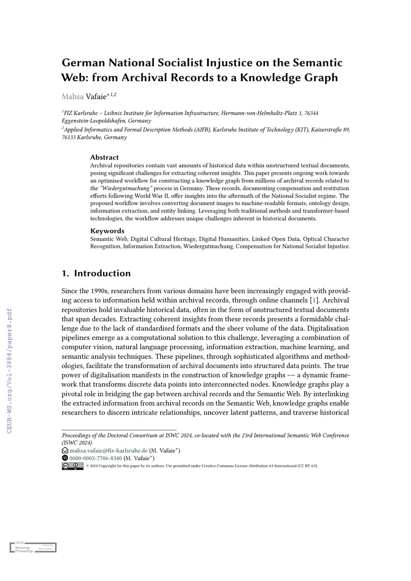 Optimised Workflow for Knowledge Graph Construction