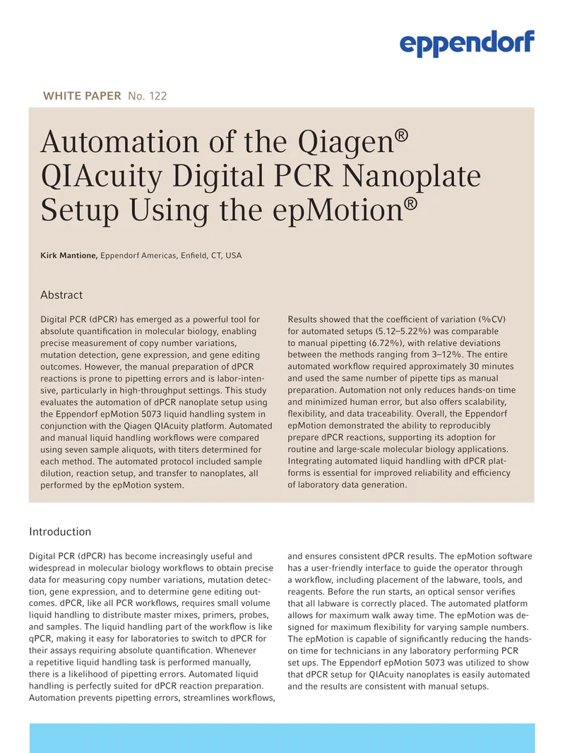Automation of Digital PCR Nanoplate Setup