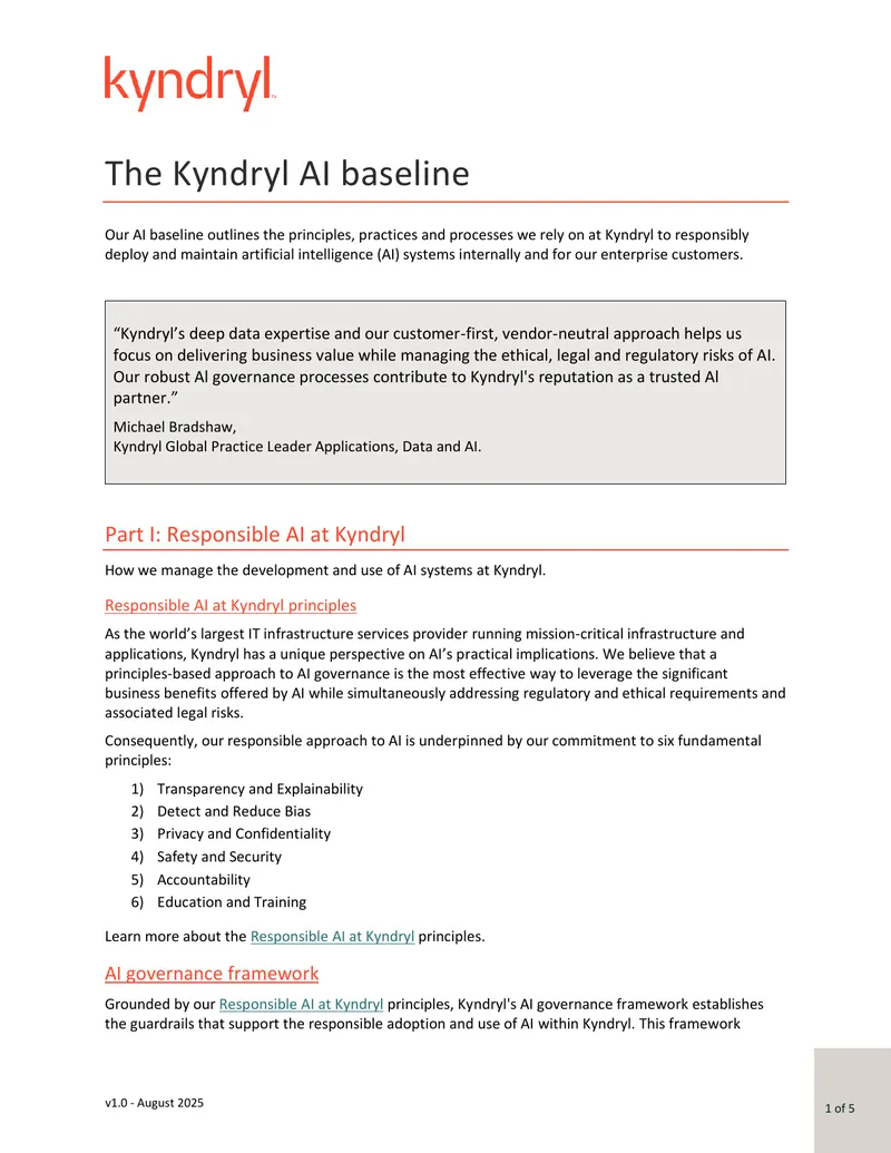 Kyndryl AI Governance Framework and Practices