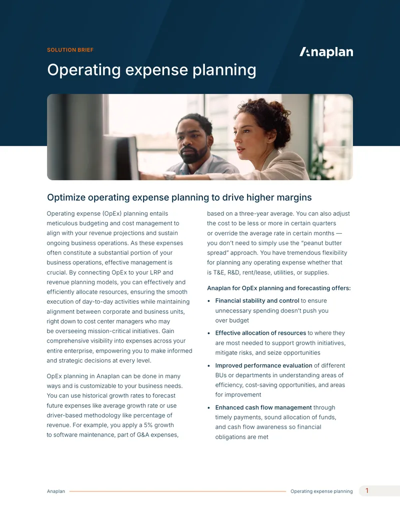 Operating Expense Planning with Anaplan