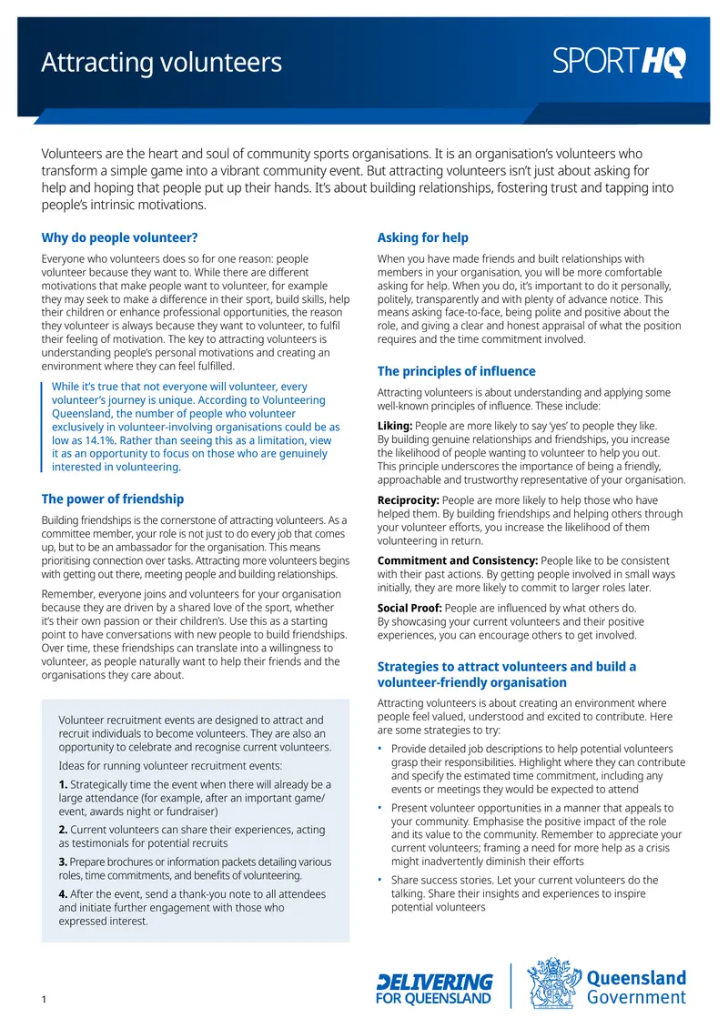 Strategies for Attracting and Retaining Volunteers