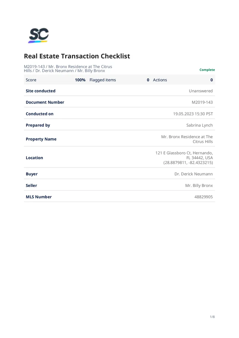 Real Estate Transaction Checklist