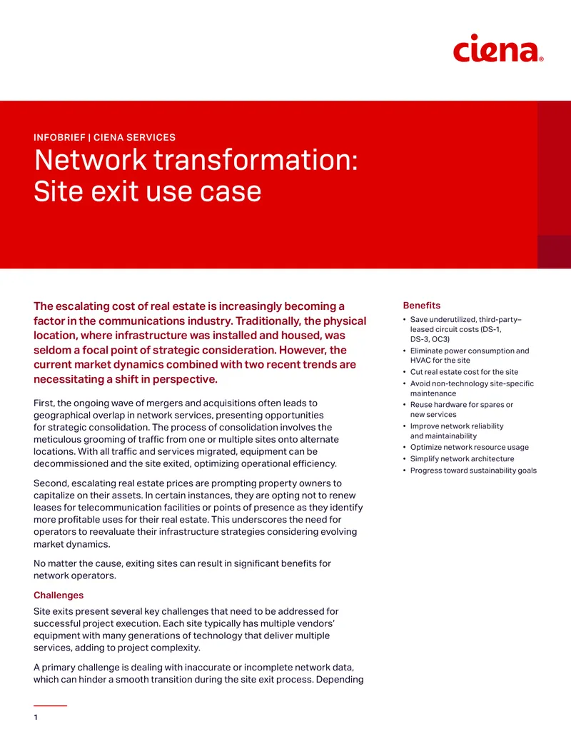 Network Transformation Site Exit Use Case