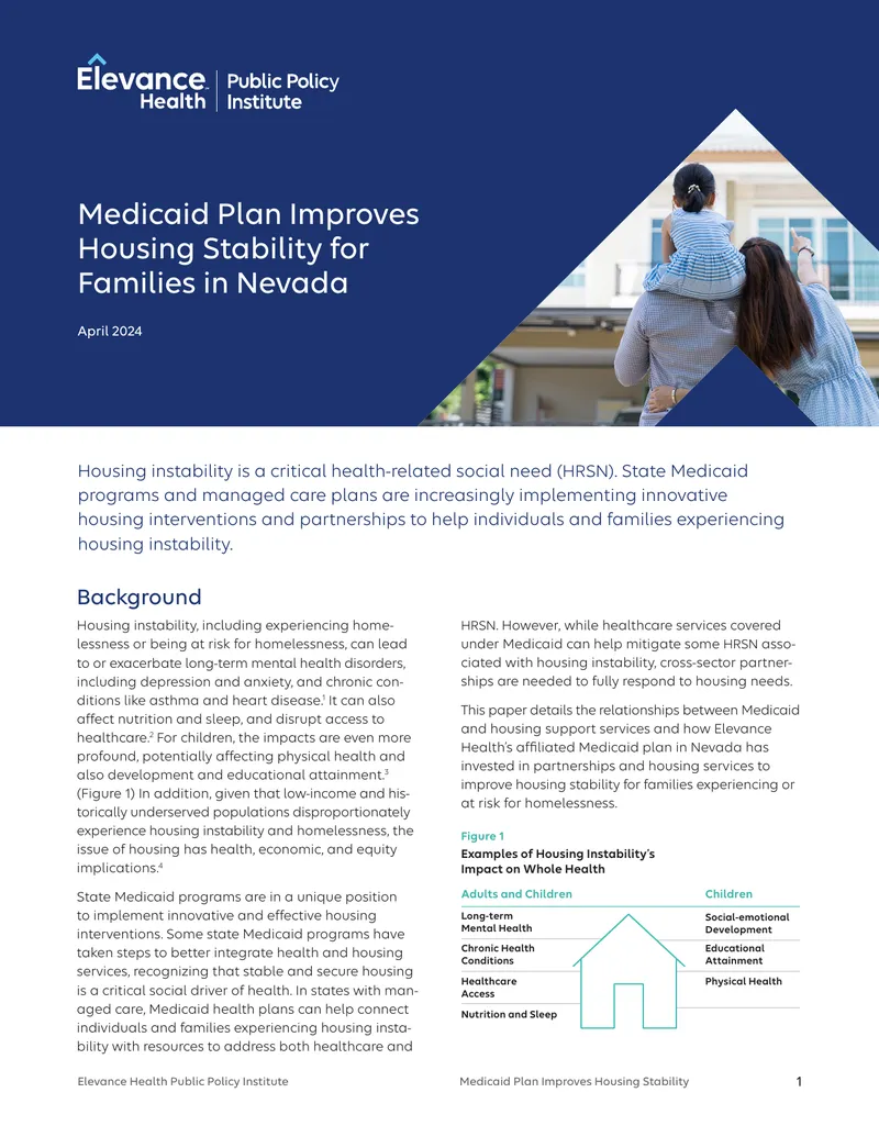 Medicaid Plan Enhancements for Housing Stability