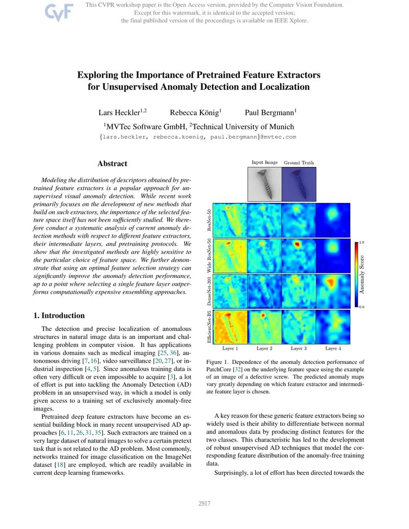 Analysis of Pretrained Feature Extractors for Anomaly Detection
