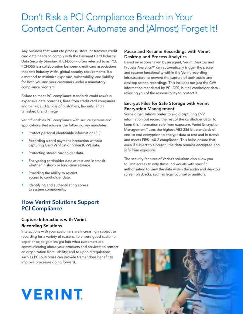 Verint Solutions for PCI Compliance Management