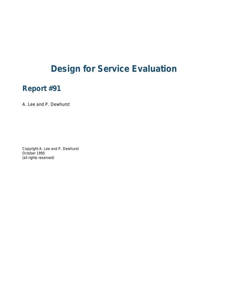 Design for Service Evaluation Report