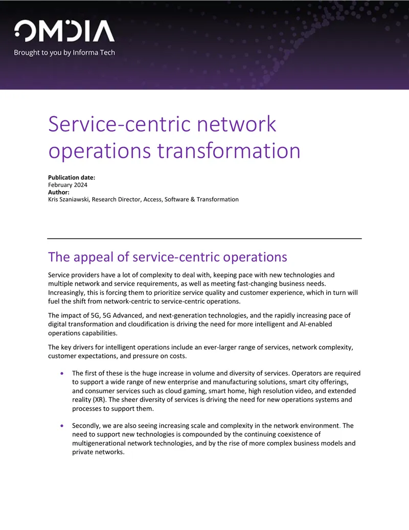 Service-Centric Network Operations Transformation