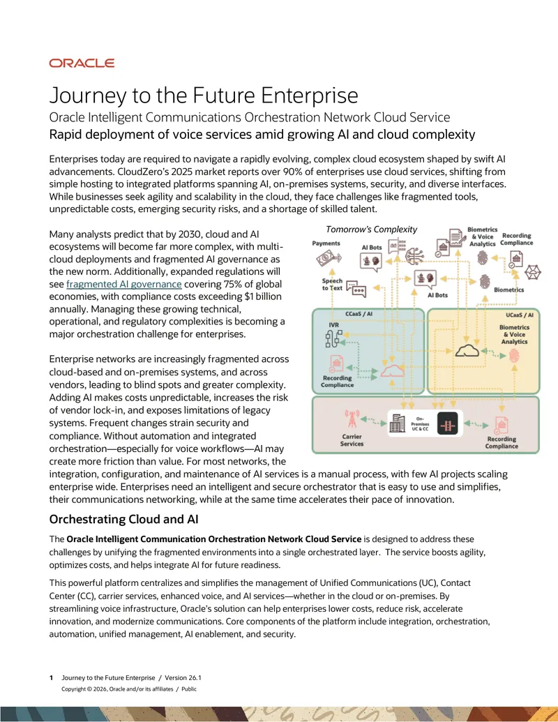Oracle Intelligent Communications Orchestration Network Cloud Service