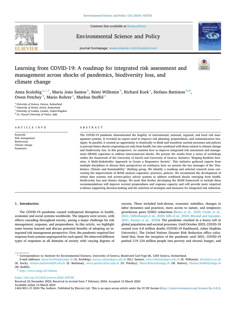 Integrated Risk Assessment and Management Framework