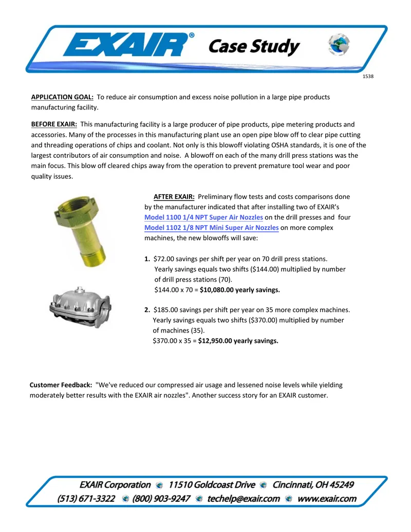 Air Consumption Reduction in Manufacturing Facility