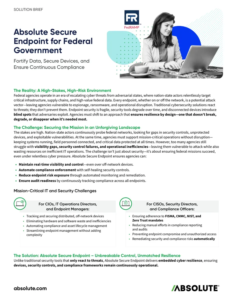 Absolute Secure Endpoint for Federal Government Solution Brief