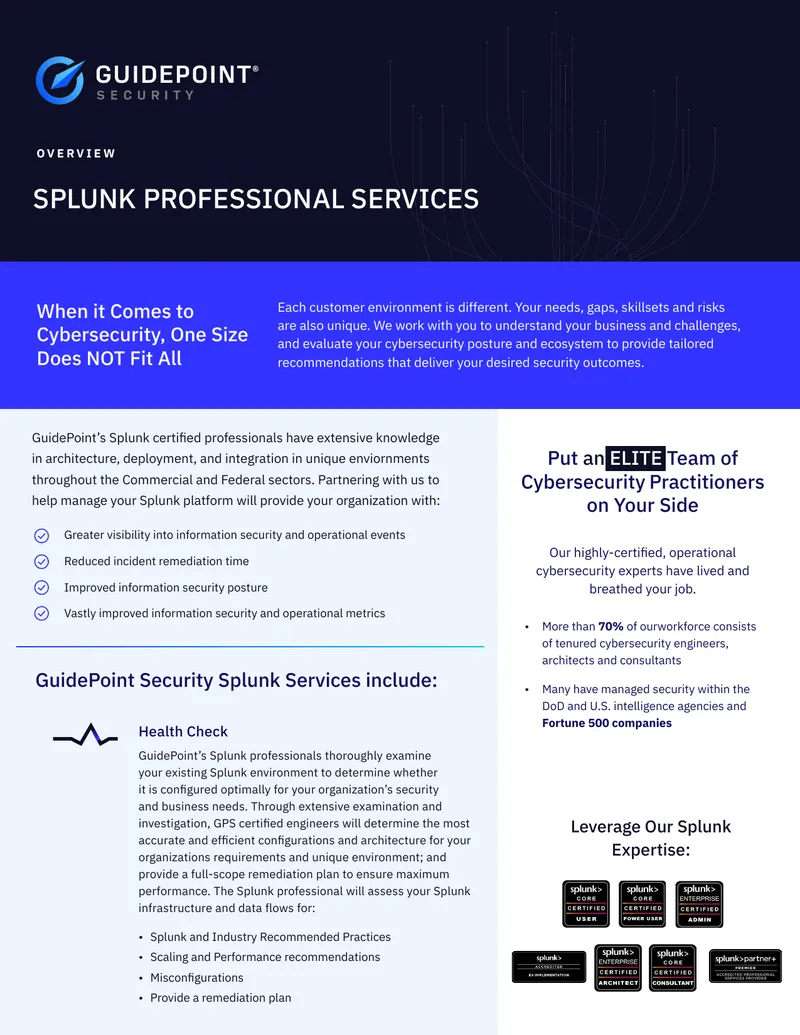GuidePoint Security Splunk Professional Services Overview