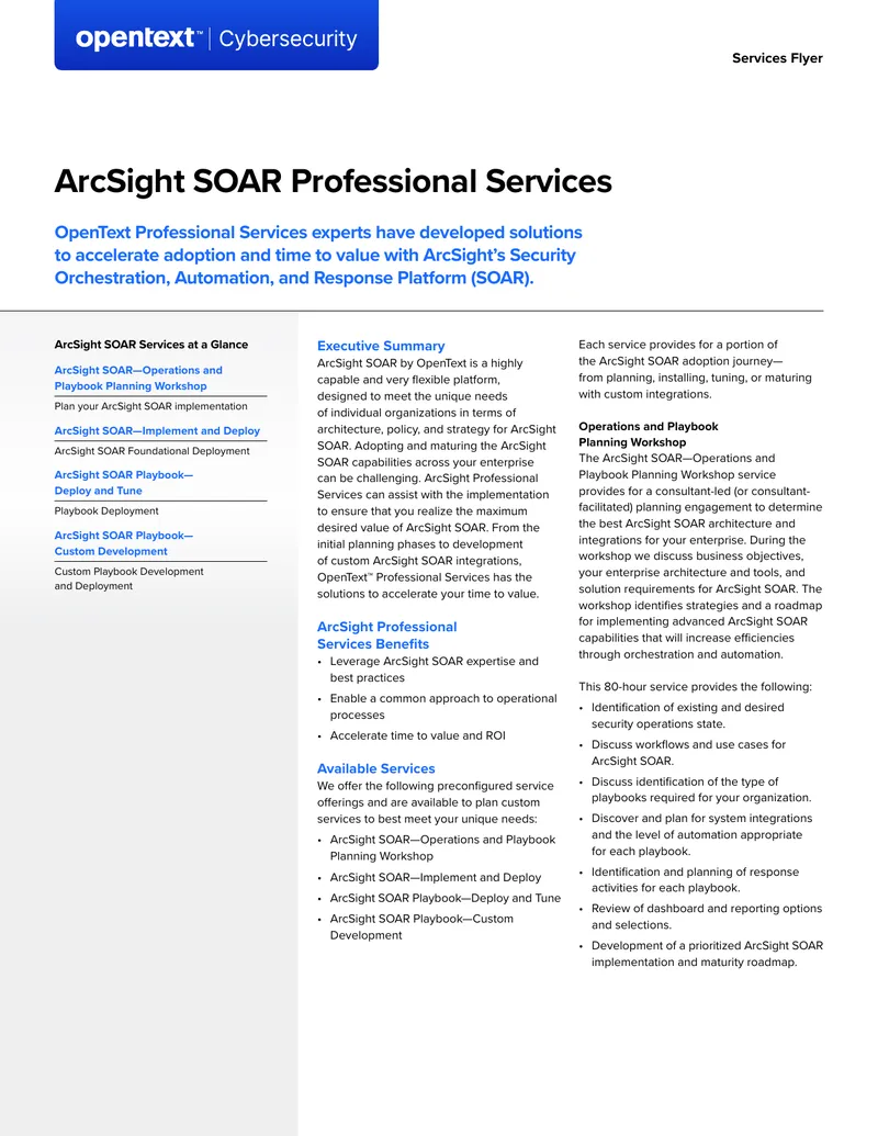 ArcSight SOAR Professional Services Overview