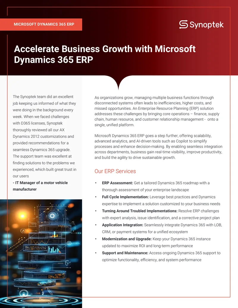 Microsoft Dynamics 365 ERP Implementation and Support Services