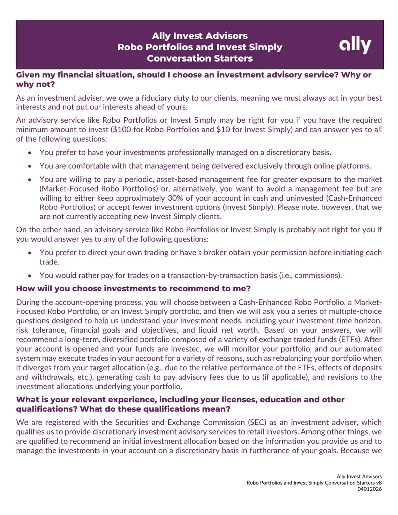 Ally Invest Advisors Robo Portfolios Overview