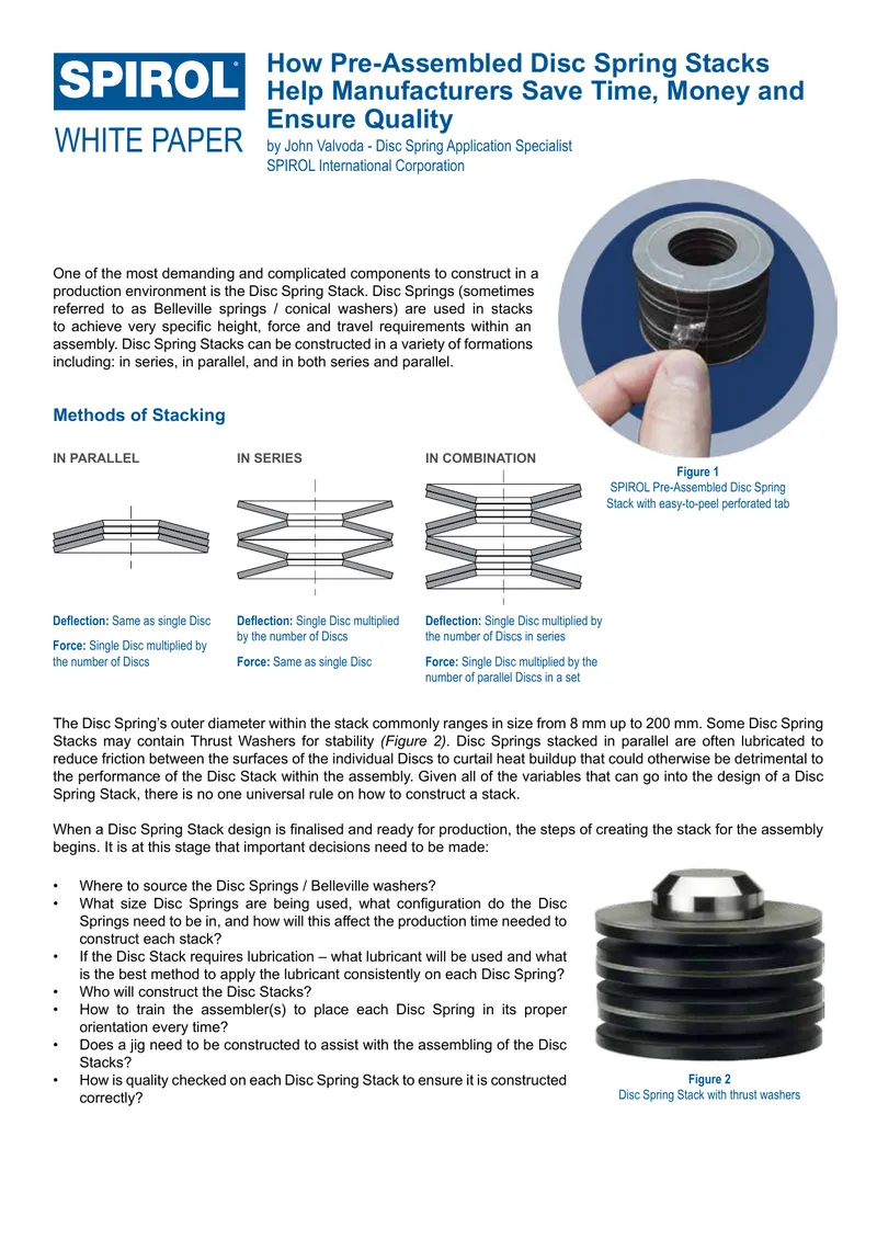 Pre-Assembled Disc Spring Stacks for Manufacturing Efficiency