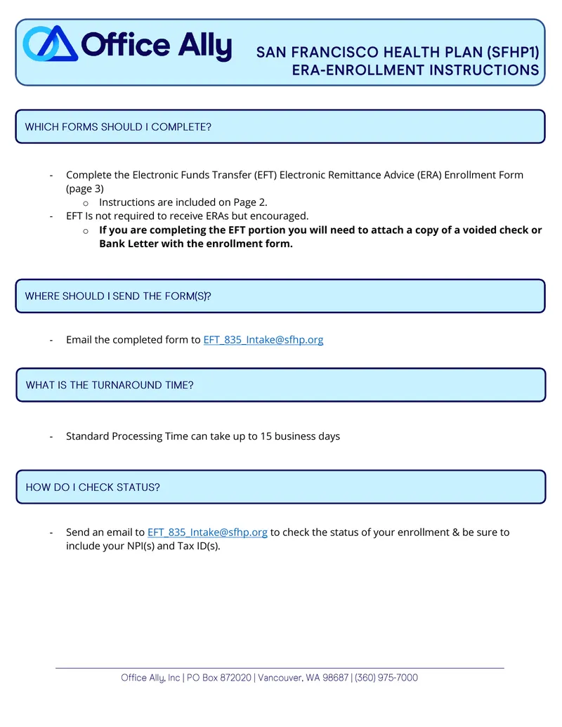 Electronic Funds Transfer and Remittance Advice Enrollment Instructions