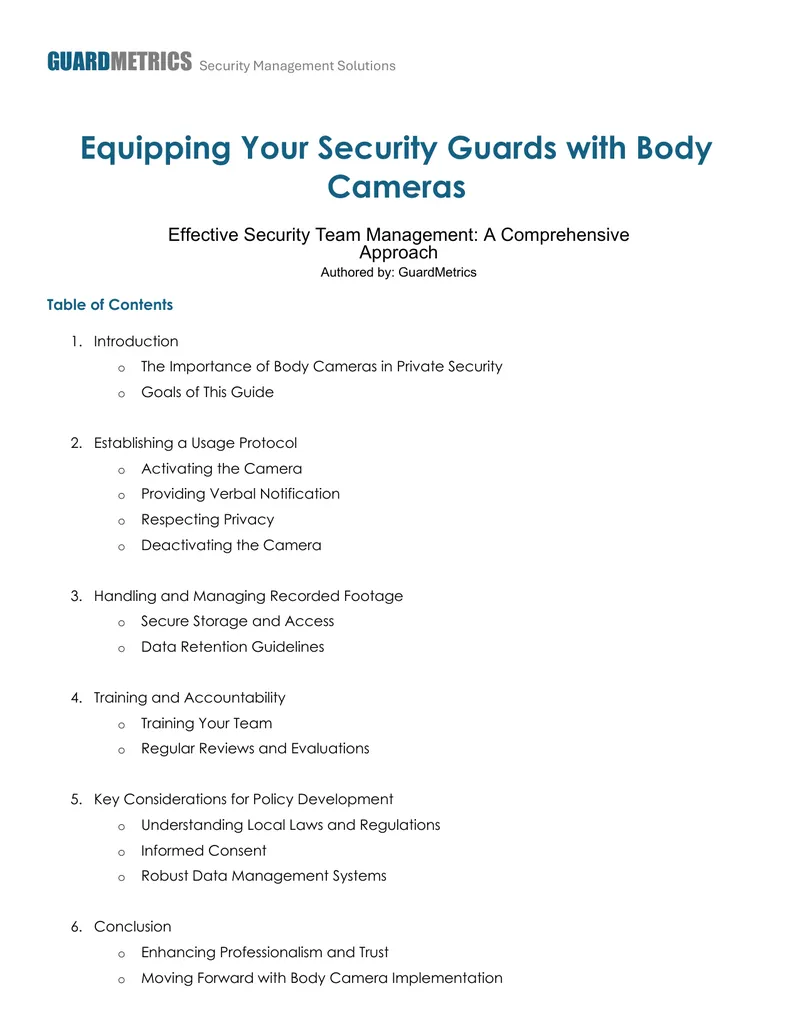 Body Camera Usage Protocol for Security Guards
