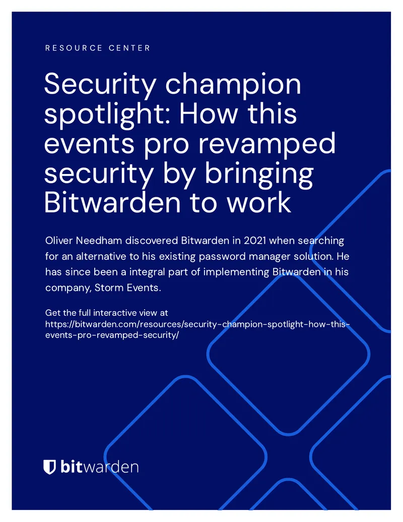 Implementation of Bitwarden at Storm Events