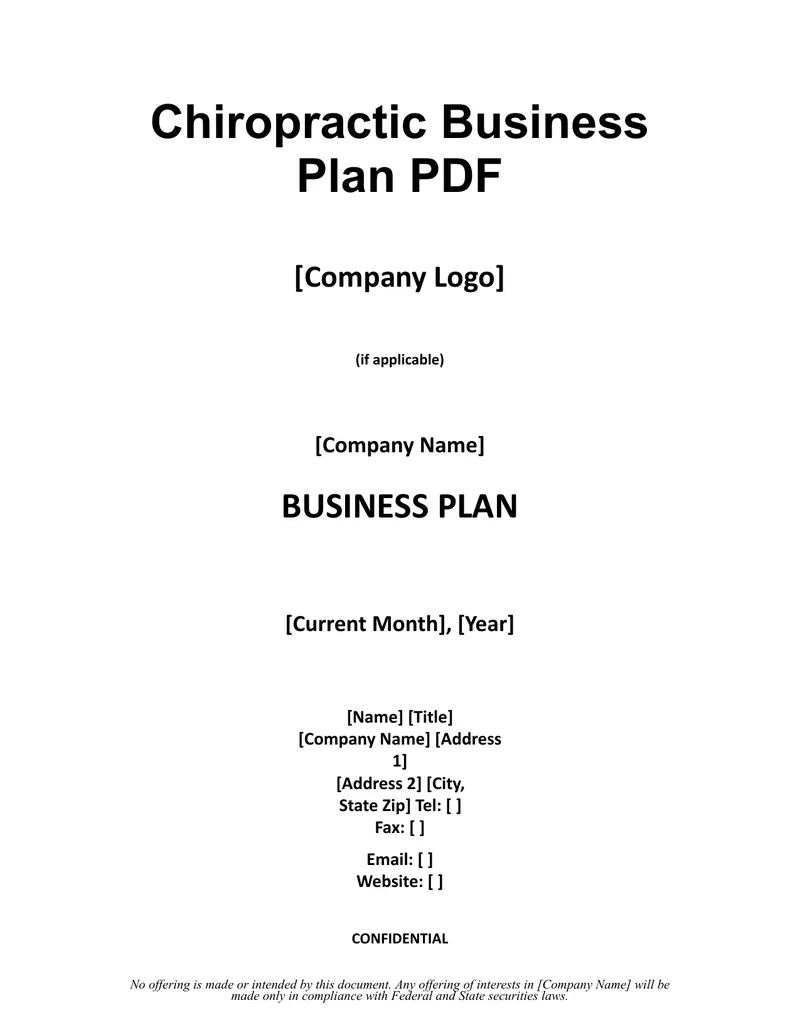 Chiropractic Business Plan Template Overview