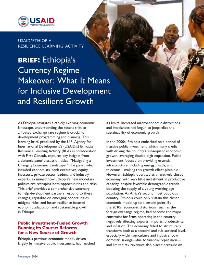 Ethiopia's Currency Regime Shift and Economic Growth