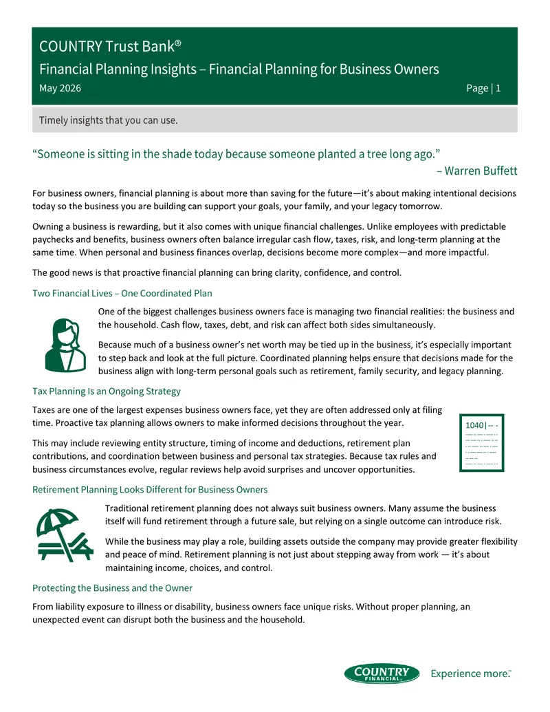 Business Owners Financial Planning Strategies